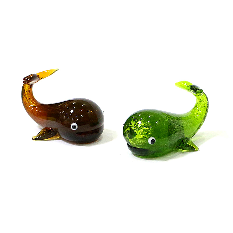 Marine Aquarium Europe - Muranoガラスクジラミニチュア像銀箔工芸かわいい海洋動物置物家庭用デスクトップ客間水族館装飾コレクション