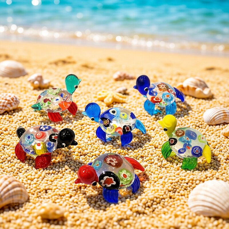 Marine Aquarium Europe - 創意的で可愛いガラスのウミガメの小像ミニ海洋動物工芸品置物ホームデスクオフィス盆栽微景観アンドロメダ花園水族館装飾補給品