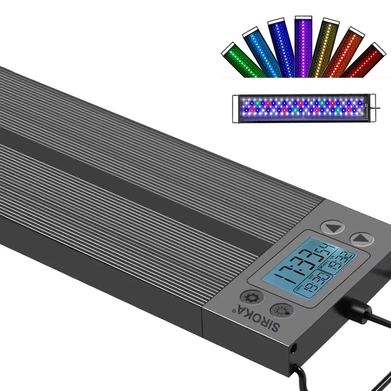Marine Aquarium Hours - 30cm 12インチ水槽用LED WRGBマリンライト、魚タンク養殖装飾用、インテリジェントタッチコントロールと取り付け機能付き