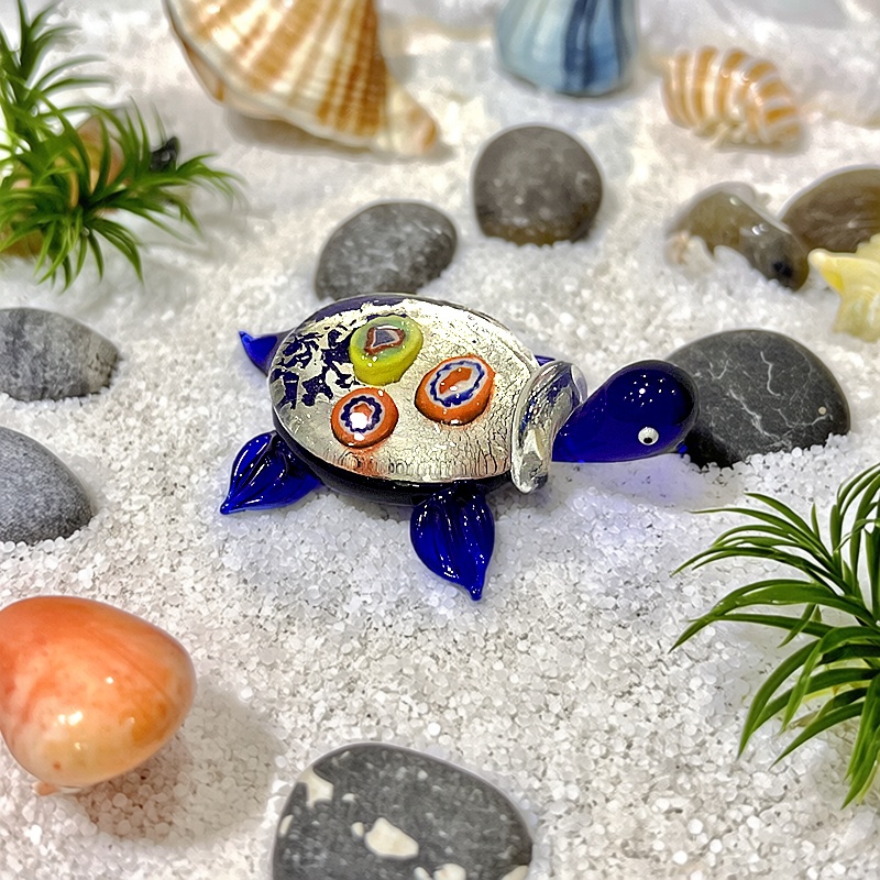 手作りミニガラス製カメの置物、可愛い銀箔の海洋動物オーナメン - Marine Aquarium Europe のレビューと価格