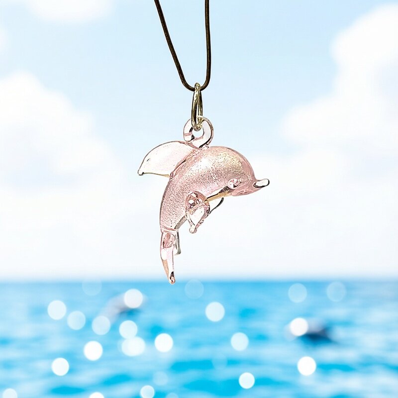 2個セット ミニ可愛いムラーノガラスイルカペンダント 銀箔海 - Marine Aquarium Europe のレビューと価格