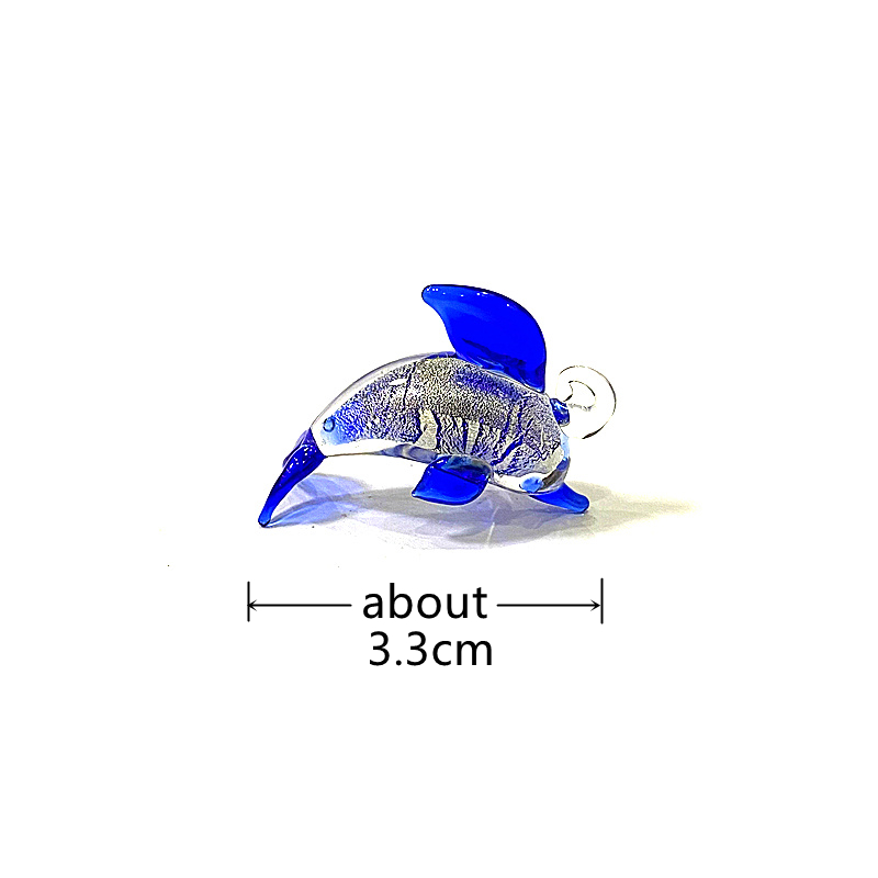 2個セット ミニ可愛いムラーノガラスイルカペンダント 銀箔海 - Marine Aquarium Europe のレビューと価格