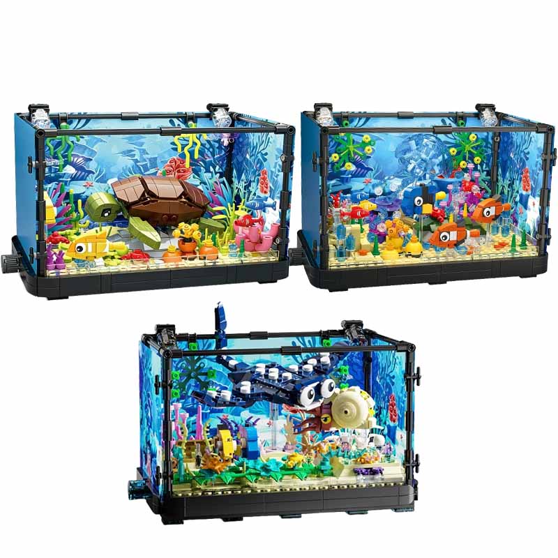 ライト付き水槽ビルディングブロックセット、水槽、海洋カメ、1 - Aquarium Marine Fishes のレビューと価格