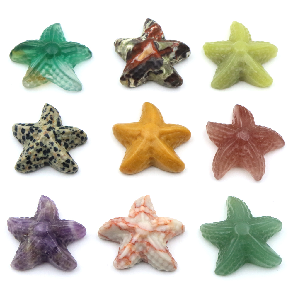 35 ミリメートルヒトデの形の像海洋動物天然石ヒーリングクリ - Aquarium Marine Fishes のレビューと価格