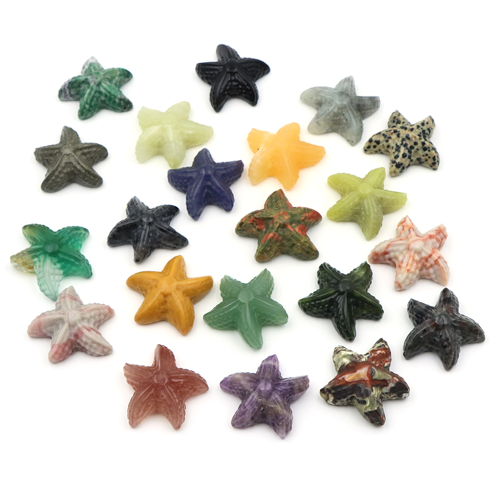35 ミリメートルヒトデの形の像海洋動物天然石ヒーリングクリ - Aquarium Marine Fishes のレビューと価格
